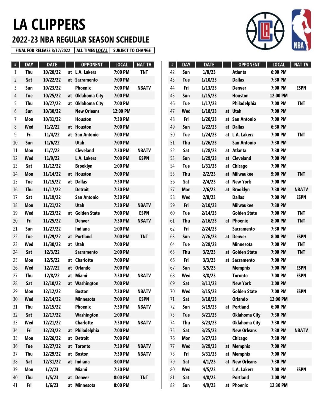 Here Is The 2022 2023 Clippers Season Calendar Starting Lakers Ending Suns Before Playoffs and A Ring R LAClippers Here Is The 2022 2023 Clippers Season Calendar Starting Lakers Ending Suns Before Playoffs and A Ring R LAClippers