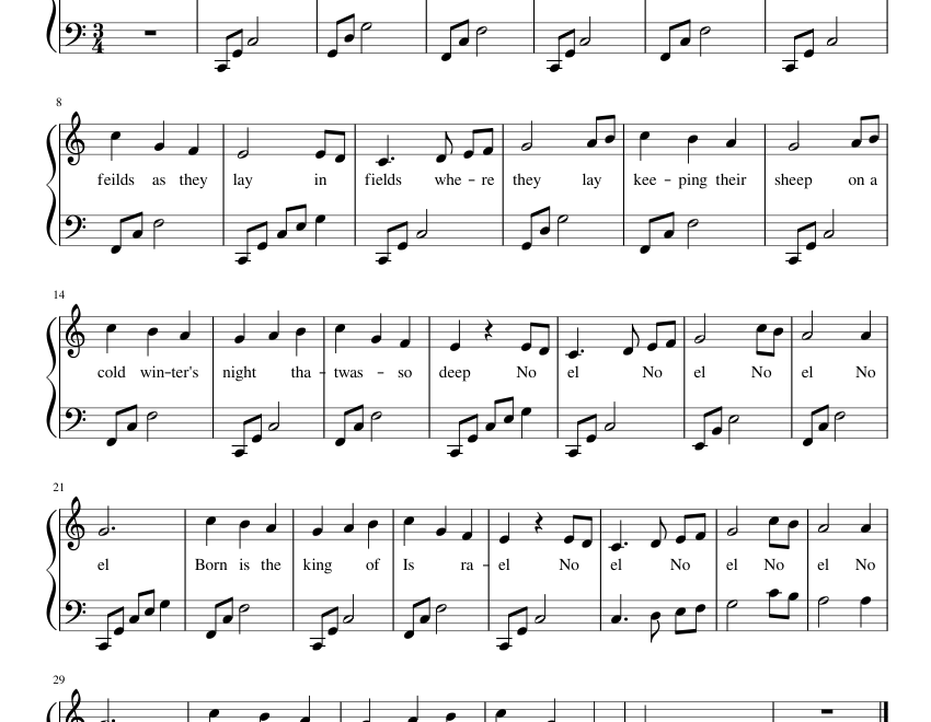 The First Noel Sheet Music For Piano Solo Easy MuseScore
