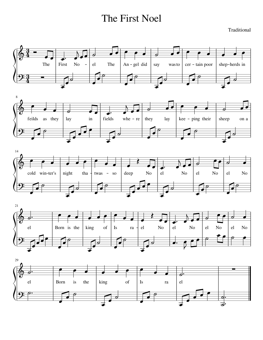 The First Noel Sheet Music For Piano Solo Easy MuseScore The First Noel Sheet Music For Piano Solo Easy MuseScore