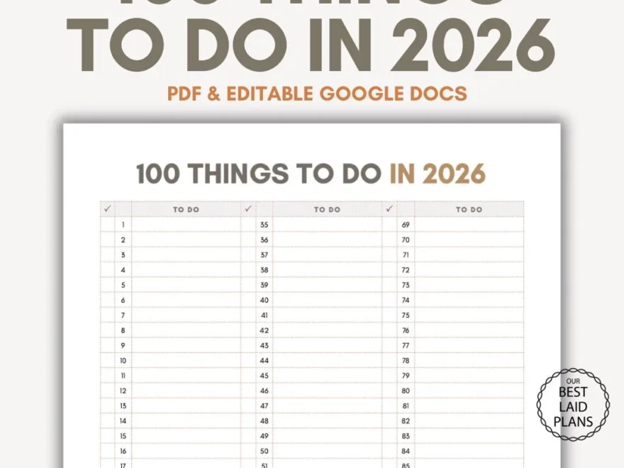 100 Things To Do In 2026 Bucket List 2026 Planner For 2026 Goals For 2026 New Year Goals List Tracker Printable PDF Digital Download Etsy