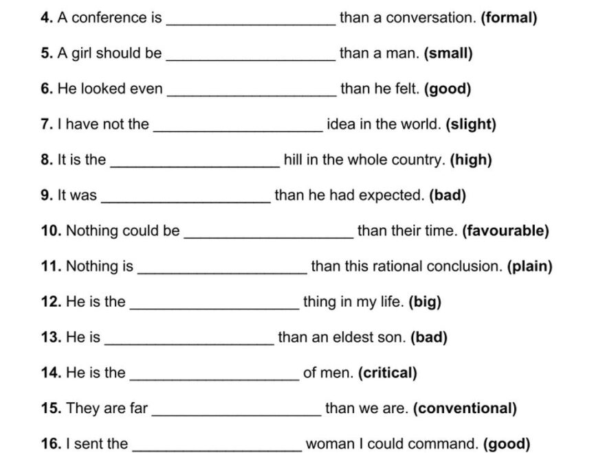 101 Comparative Superlative PDF Worksheets With Answers Grammarism
