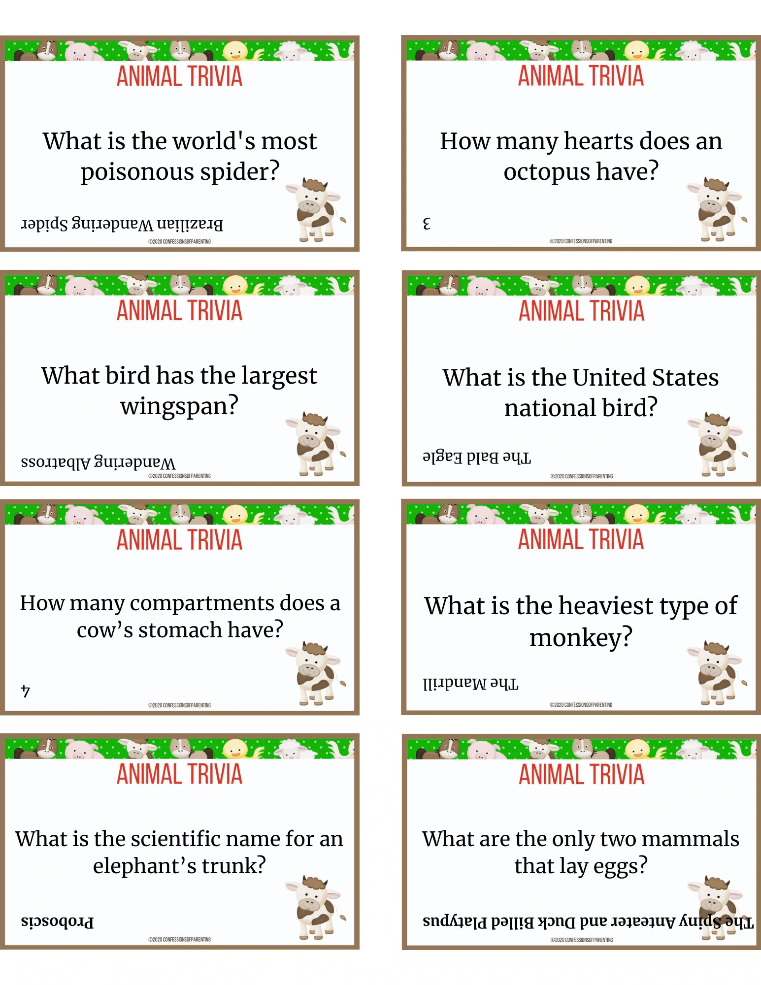 104 Animal Trivia Questions Printable Animal Trivia Trivia For Animal Lovers Animal Trivia Game Printable Game For Kids Adults Etsy Norway