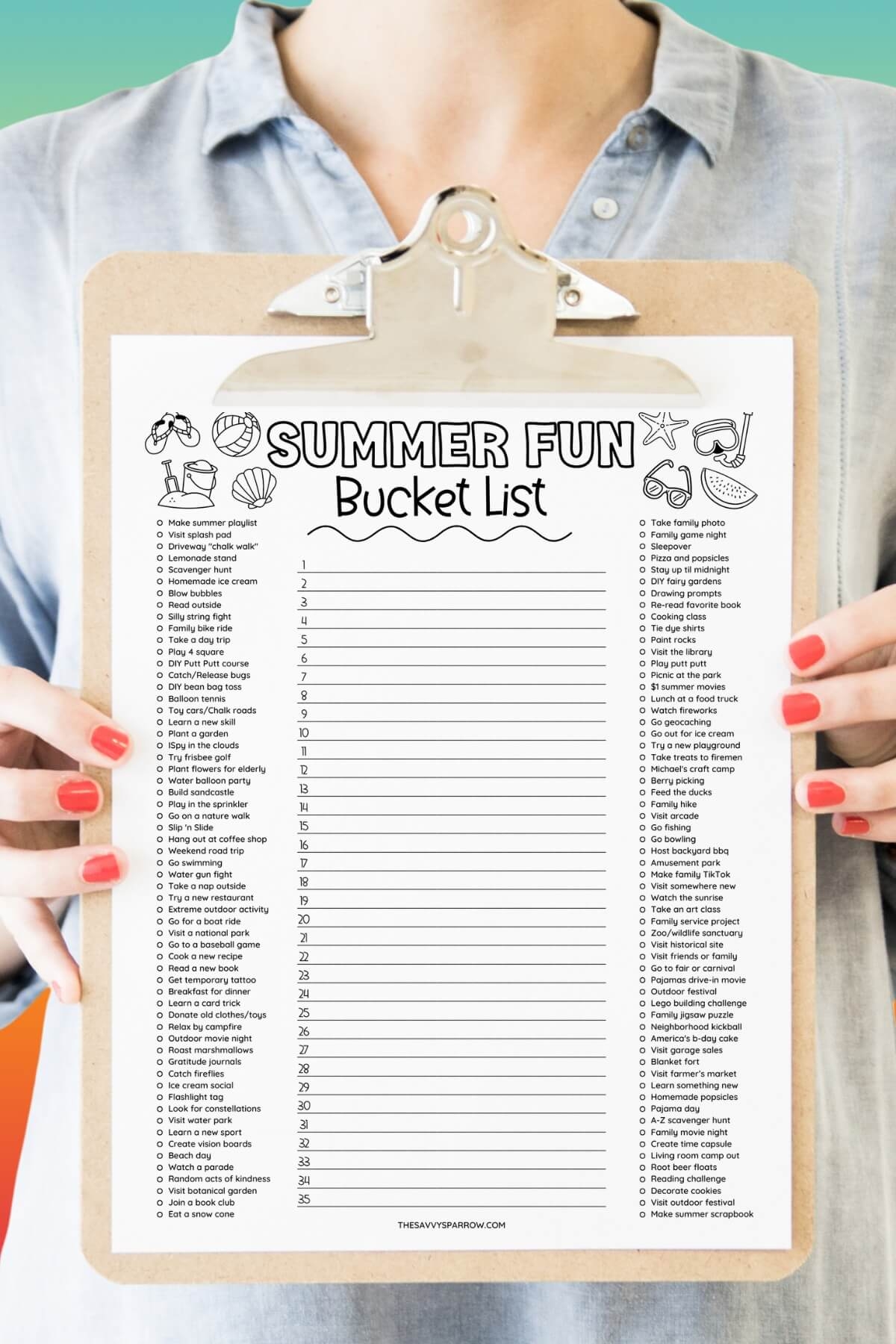 Printable Bucket List Suggestions Ideas