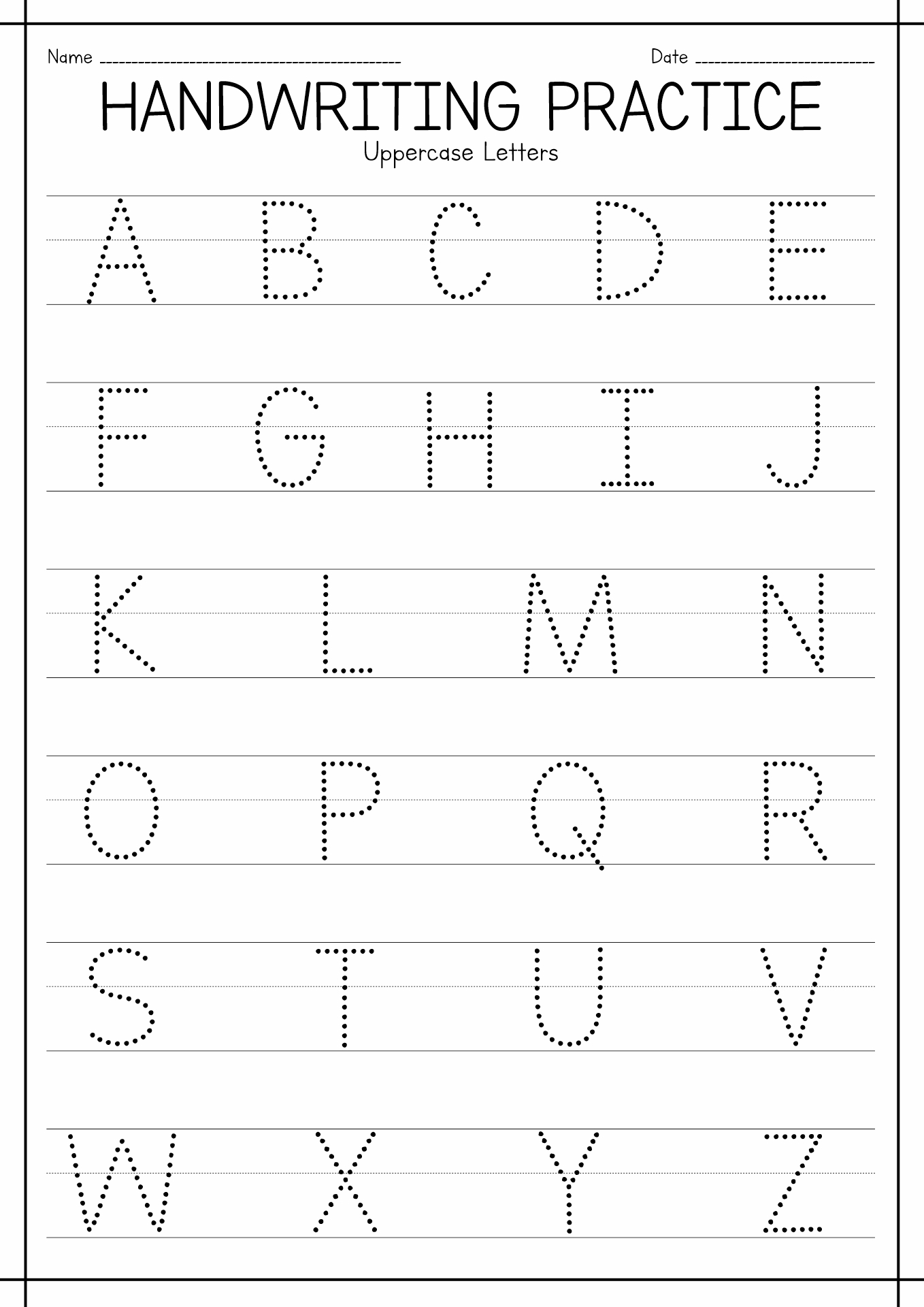 Free Printable Handwriting Sheets Preschool
