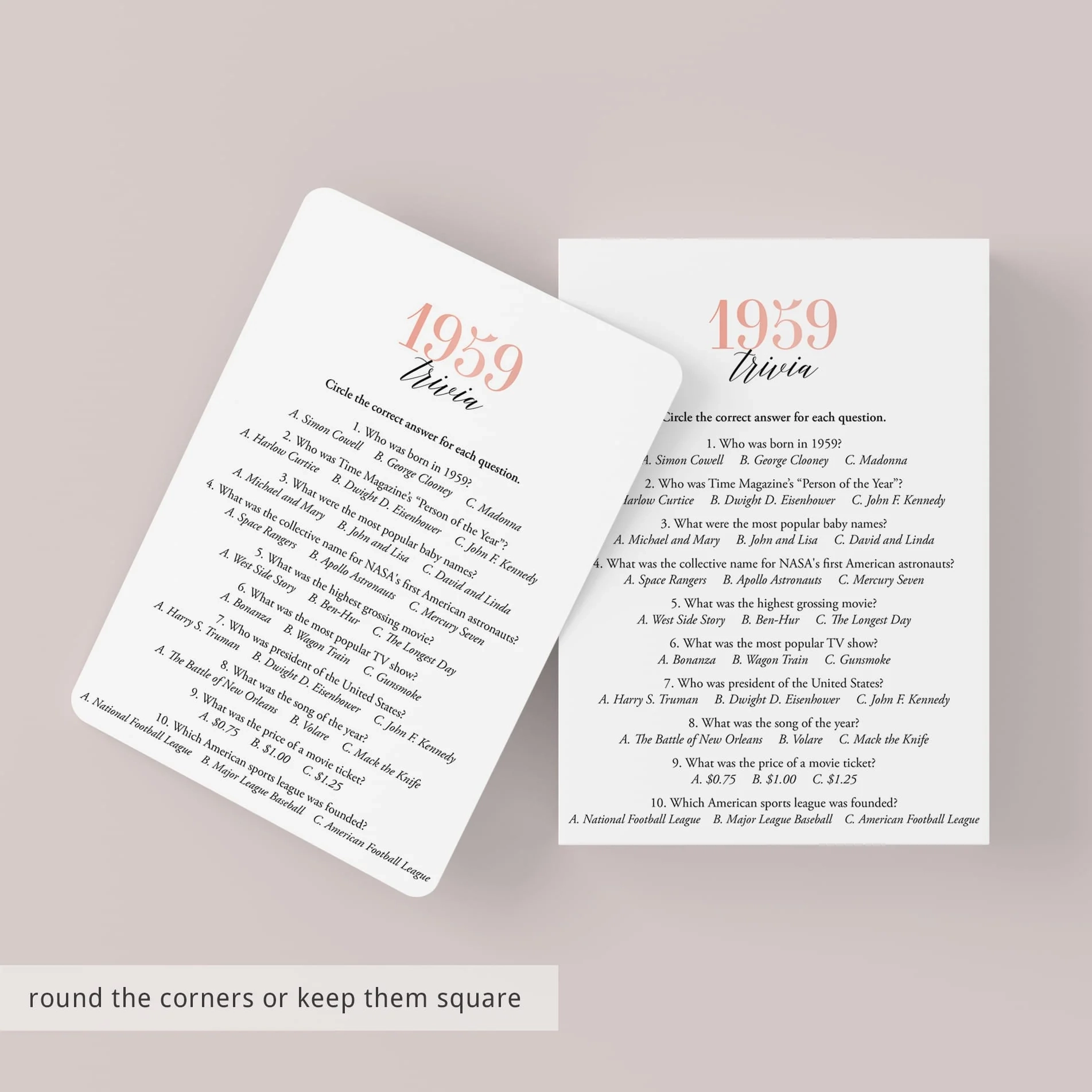 1959 Trivia Questions And Answers Printable Instant Download LittleSizzle 1959 Trivia Questions And Answers Printable Instant Download LittleSizzle