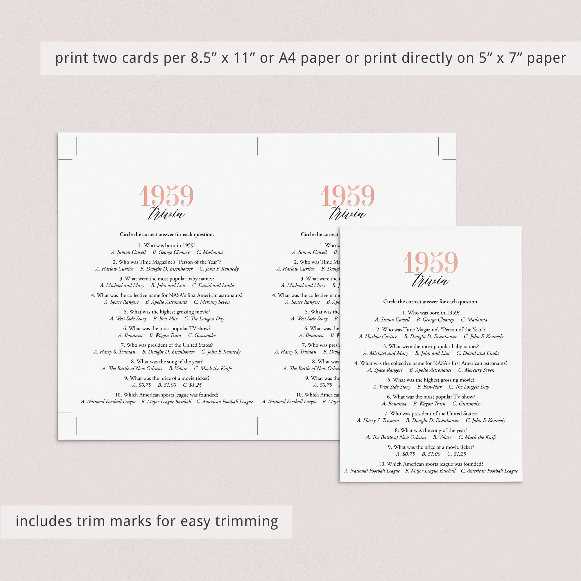 1959 Trivia Questions Printable Free 1959 Trivia Questions Printable Free