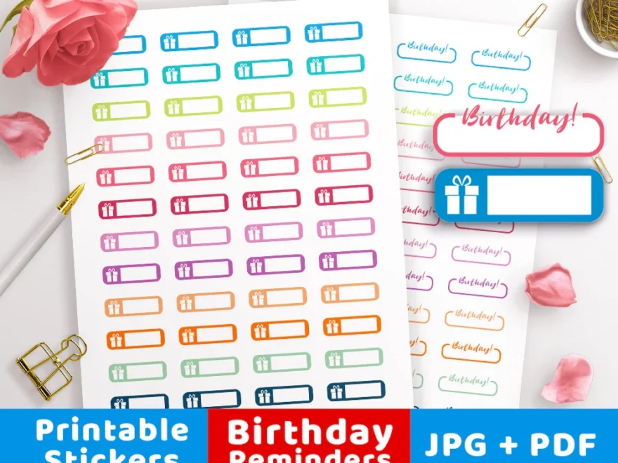 2 Birthday Reminder Printable Planner Stickers The Digital Download Shop
