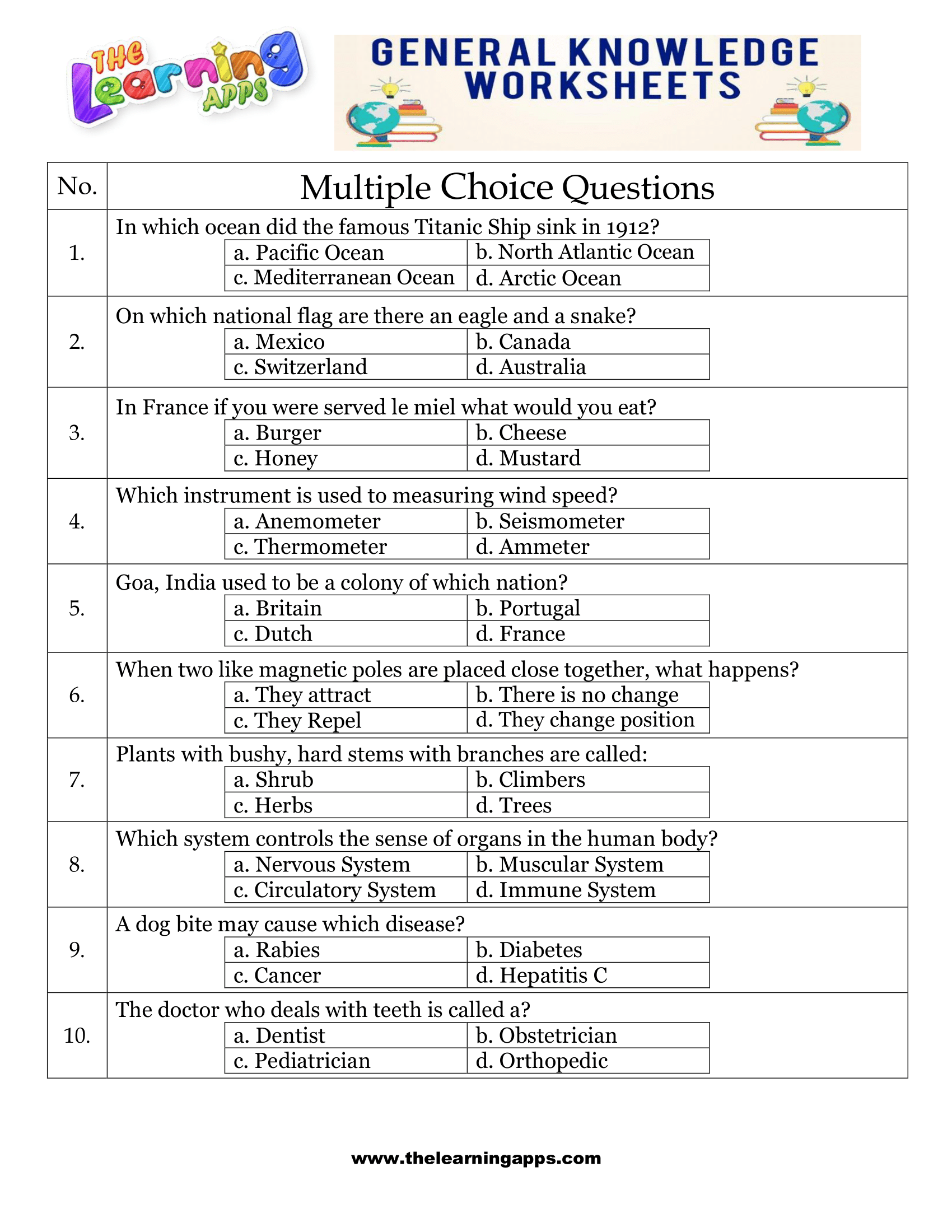 20 Easy General Knowledge Quiz Questions Anyone Can Answer Games4esl Worksheets Library
