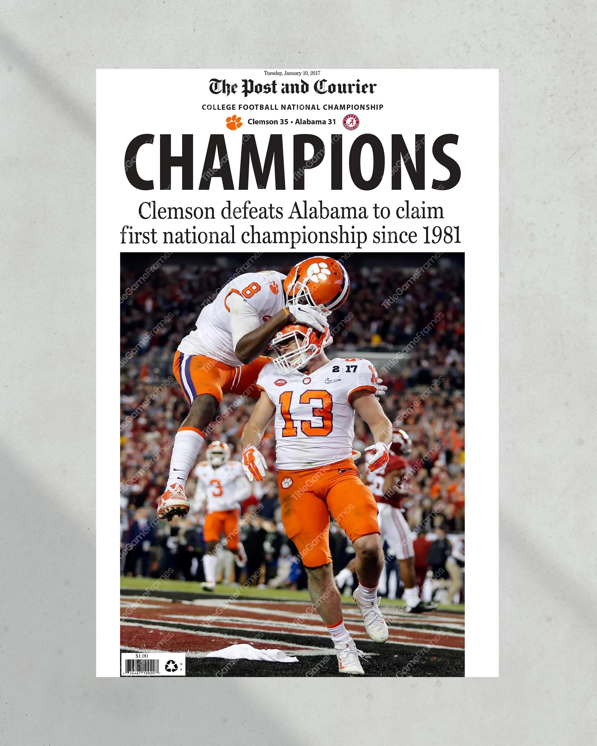 Printable Clemson National Championship 2026 Sign