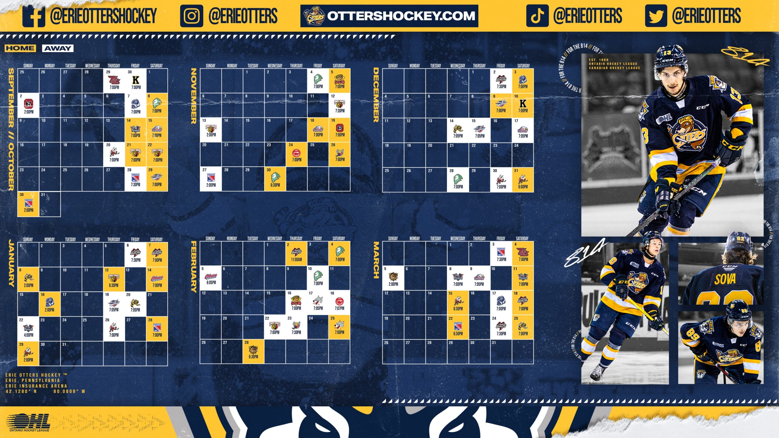 Erie Otters Printable Schedule