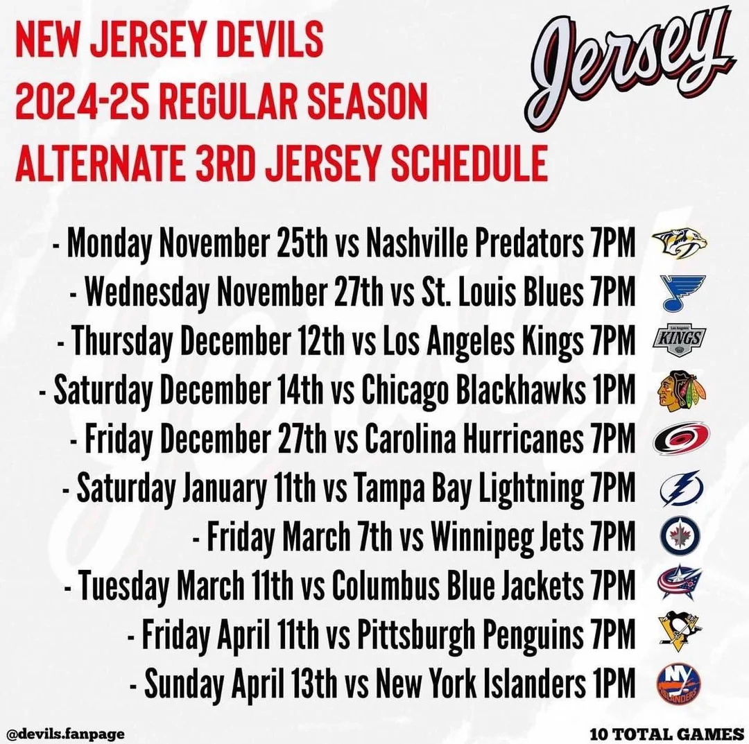 2024 2025 New Jersey Devils Jersey Jersey Schedule R devils
