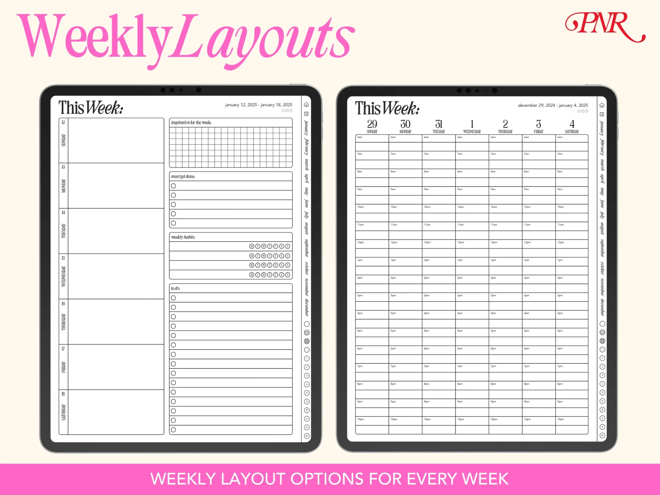 2025 2026 Digital Portrait Life Planner PaperNRoses