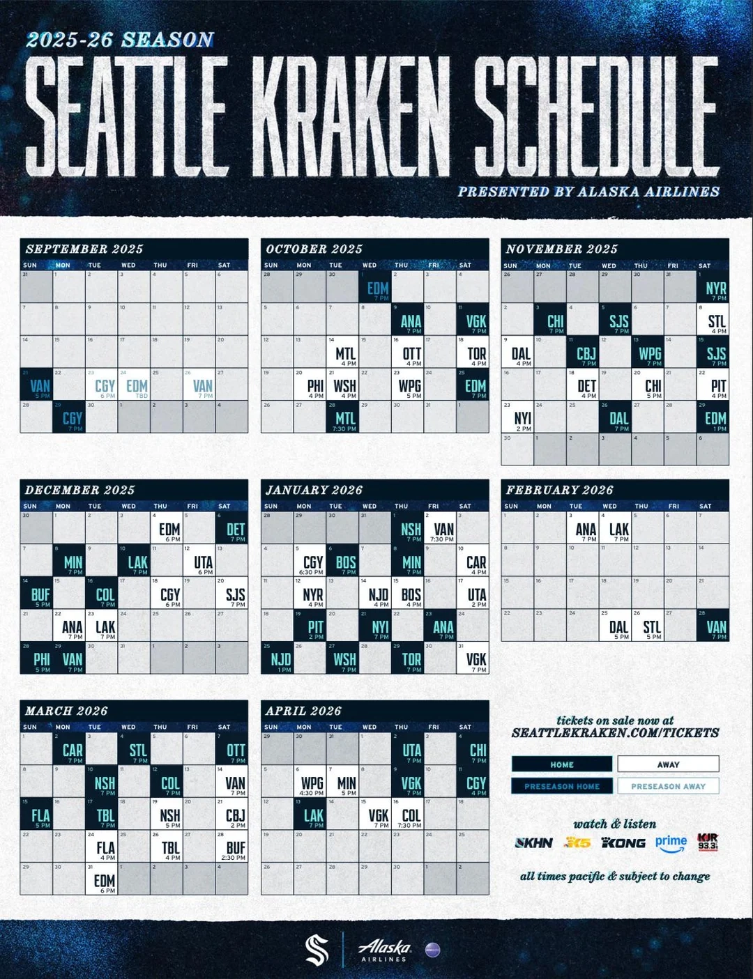 2025 2026 Kraken Schedule R SeattleKraken