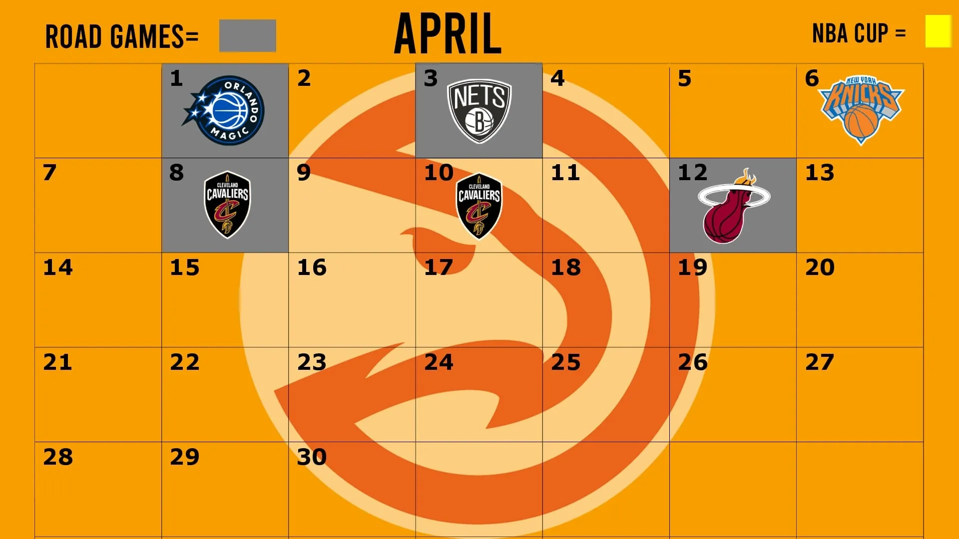 Atlanta Hawks Schedule Printable