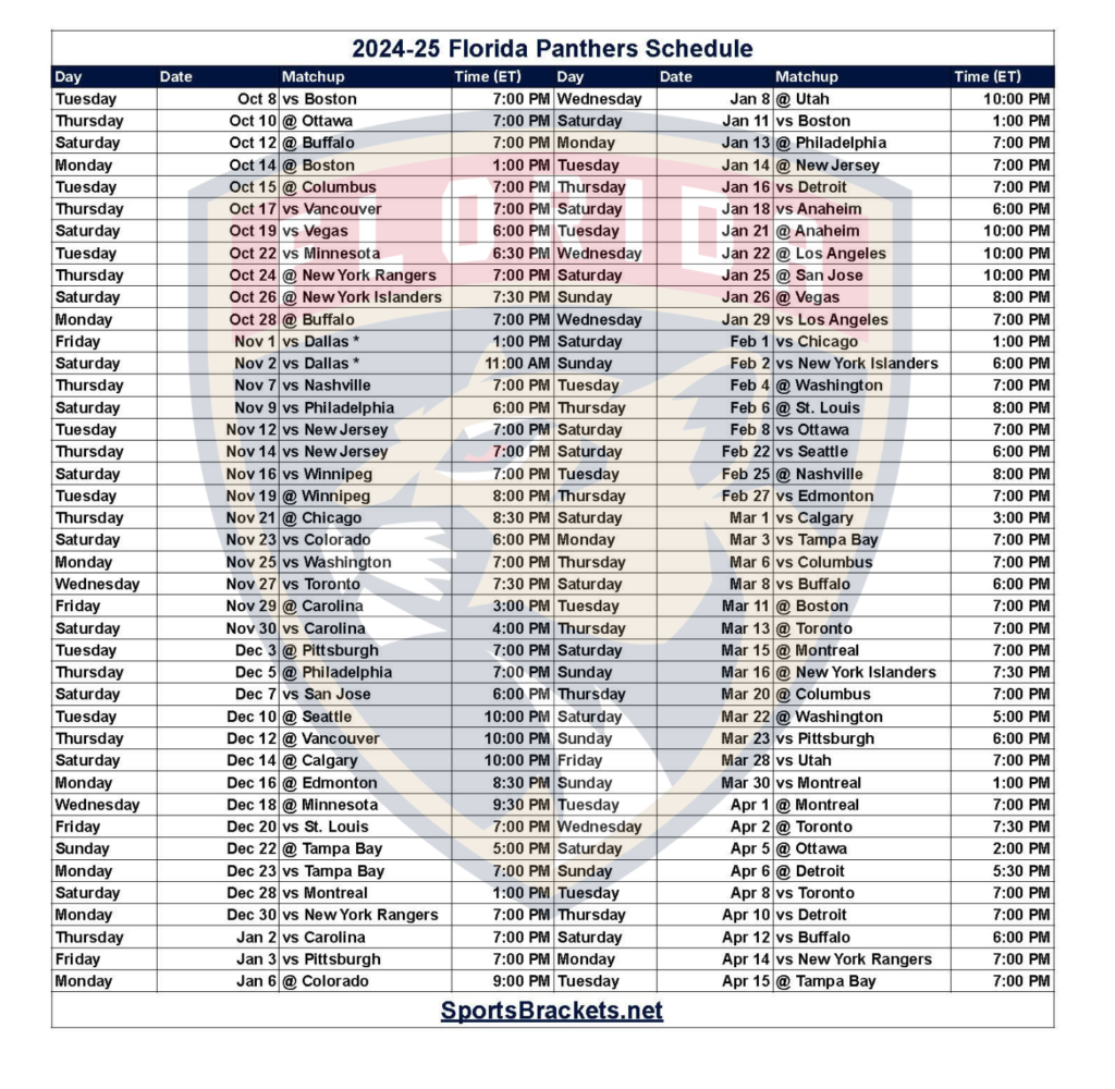 Panthers Printable Schedule 2026 Panthers Printable Schedule 2026