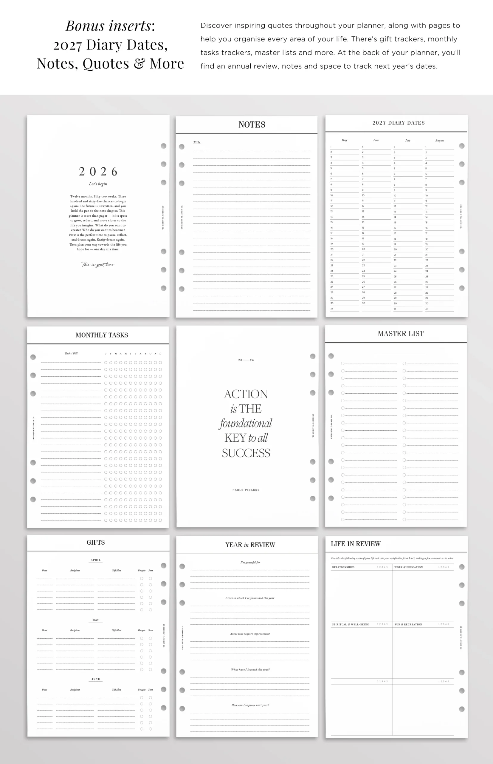 2026 Printable Planner Refills