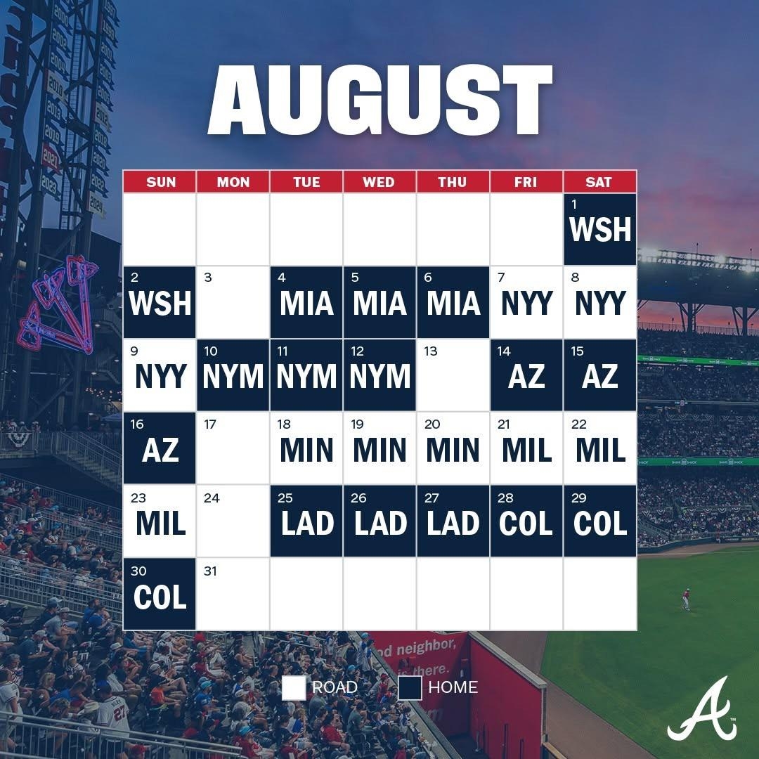Braves 2026 Printable Schedule