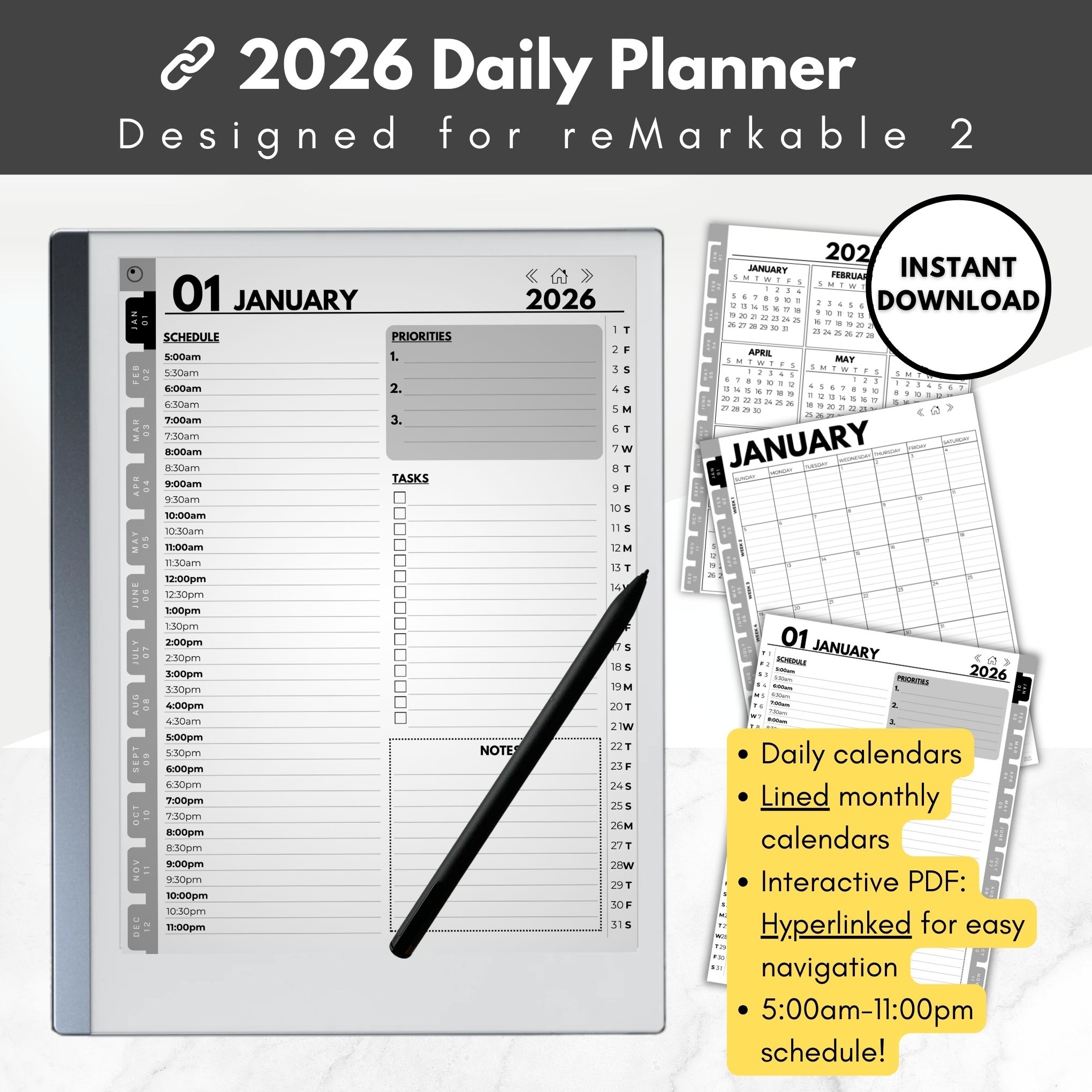 2026 Daily Planner 5am 11pm Template For ReMarkable 2 Smart Planner Templates Templates For ReMarkable 2 And ReMarkable Paper Pro 2026 Daily Planner 5am 11pm Template For ReMarkable 2 Smart Planner Templates Templates For ReMarkable 2 And ReMarkable Paper Pro