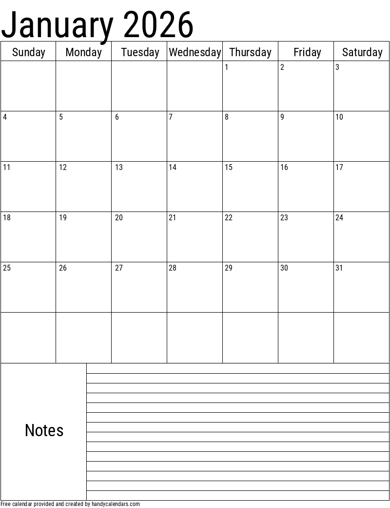 January Printable Planner 2026