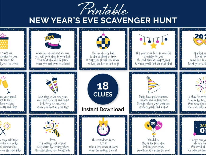 2026 New Year s Eve Scavenger Hunt For Kids Printable Indoor Treasure Hunt With Clues New Year s Party Game For Kids NYE Indoor Activity Etsy