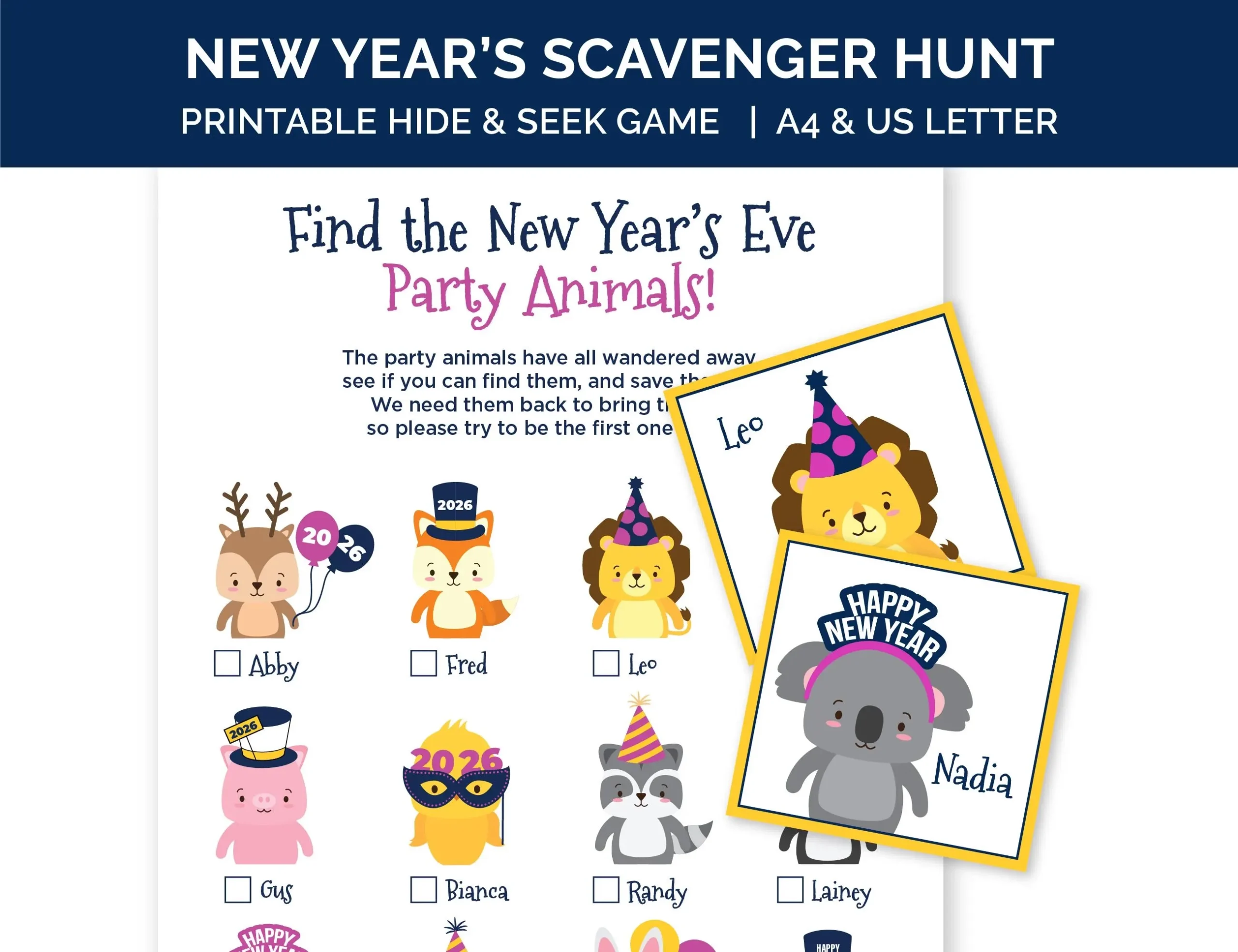 2026 New Year s Eve Scavenger Hunt Printable New Years Hide Seek Game For Kids New Years Eve Party Game For Families NYE Kids Activity Etsy