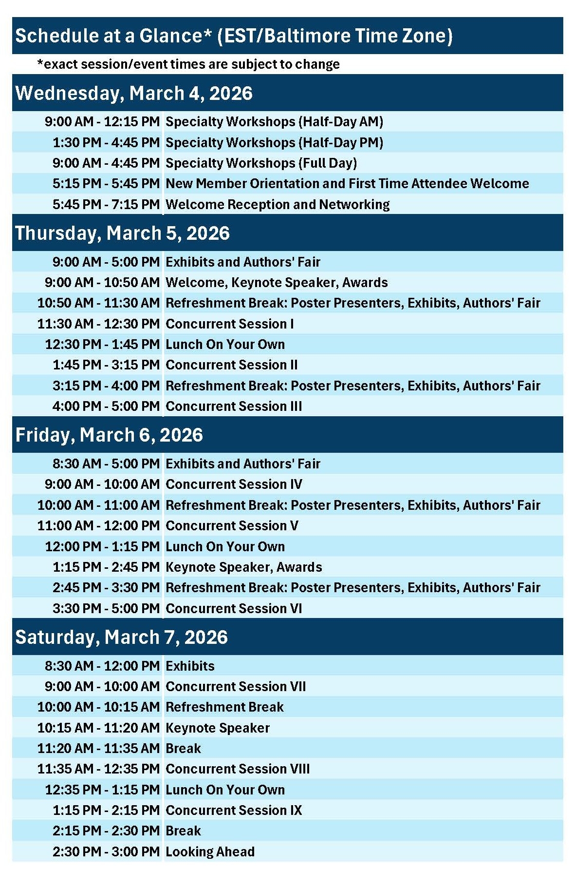 2026 Schedule At A Glance Association For Death Education And Counseling