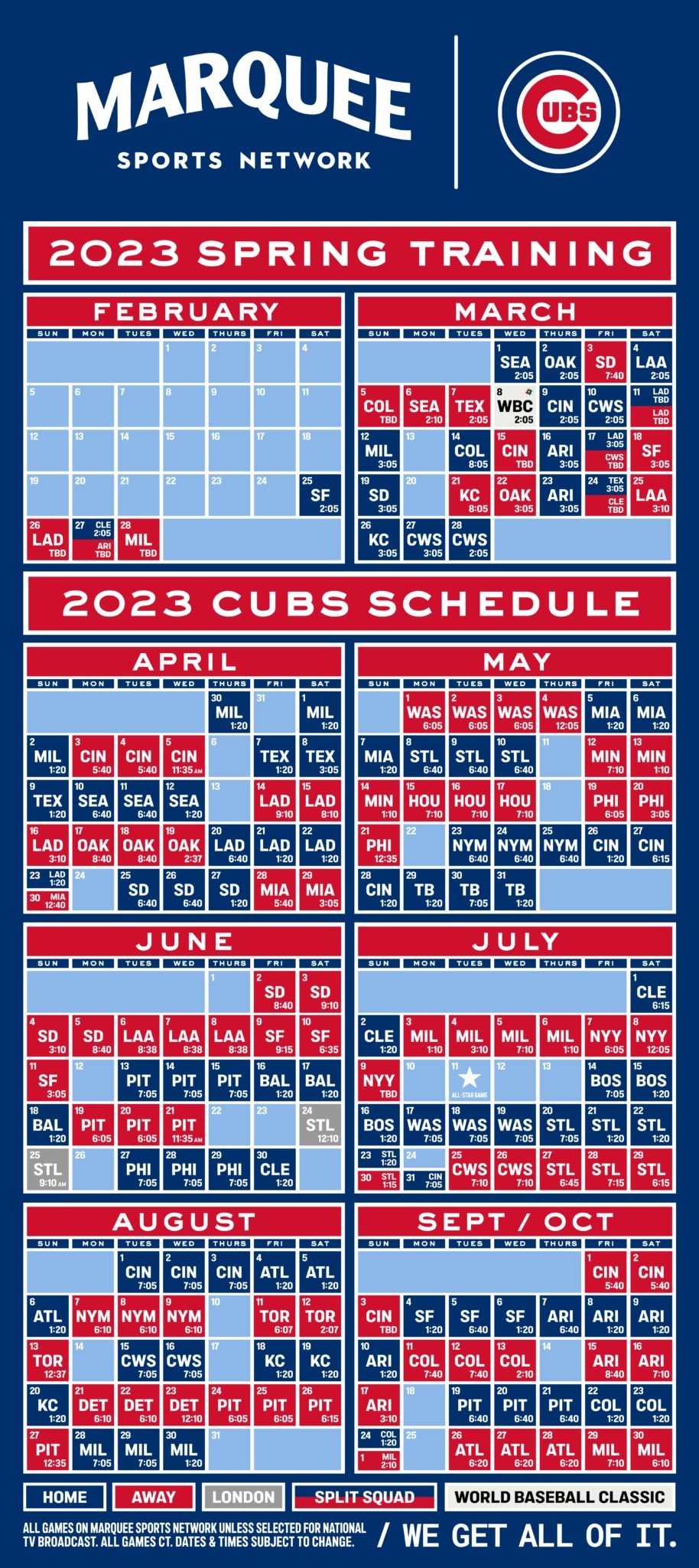 Chicago Cubs Printable Monthly Schedule