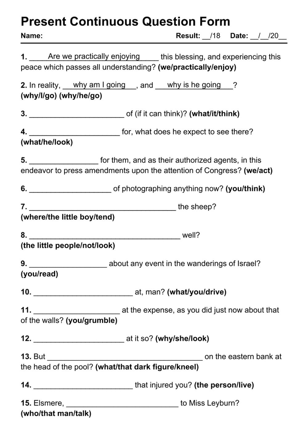 27 Present Continuous Question PDF Worksheets With Answers Grammarism 27 Present Continuous Question PDF Worksheets With Answers Grammarism