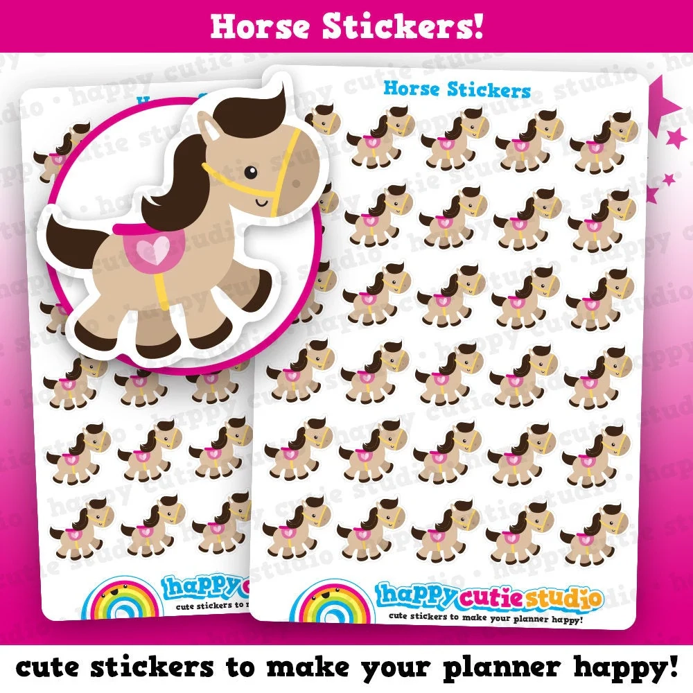 30 Cute Horse Riding Pony Pet Planner Stickers HappyCutieStudio