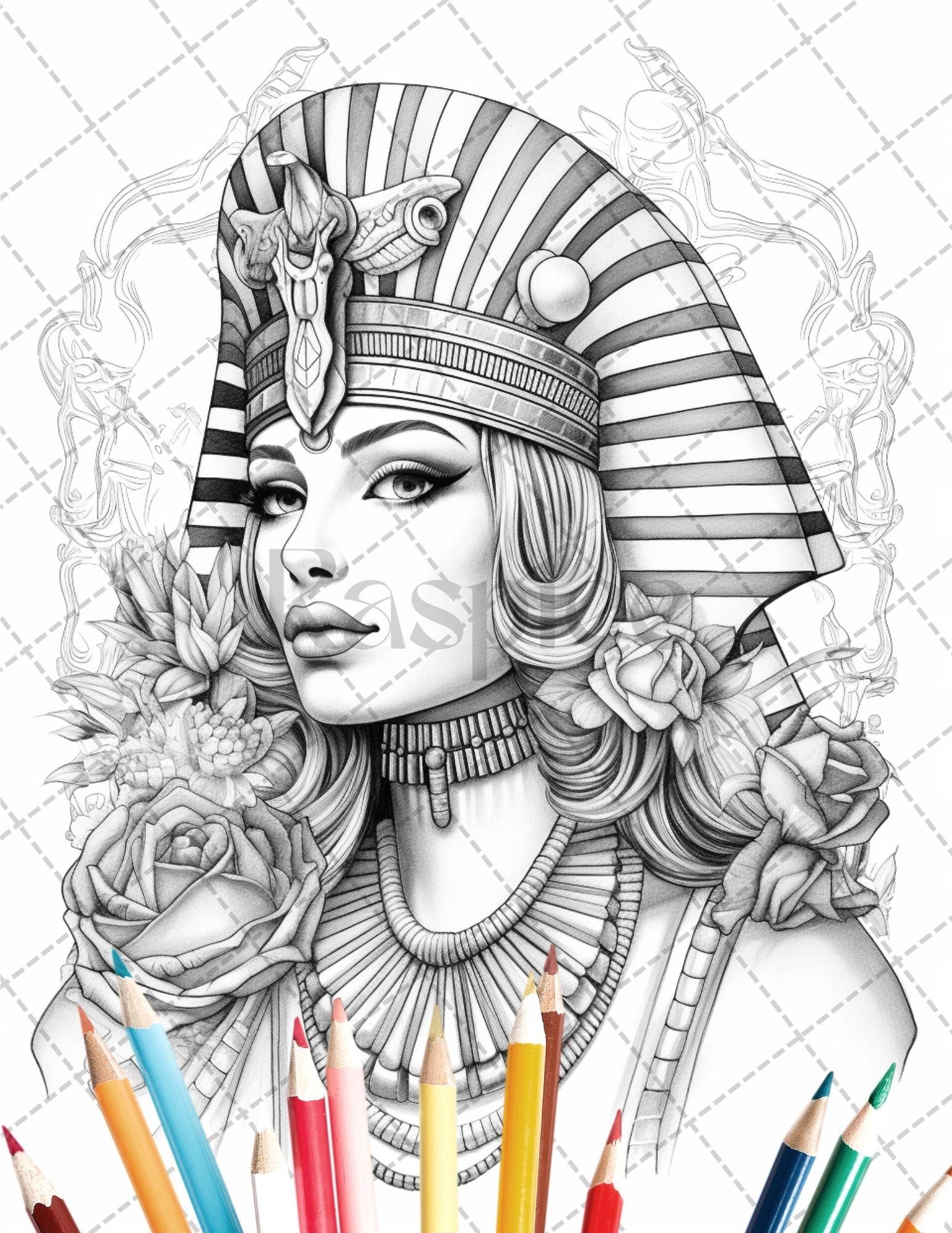 35 Ancient Egyptian Queens Coloring Book Printable For Adults Graysca RASPIEE