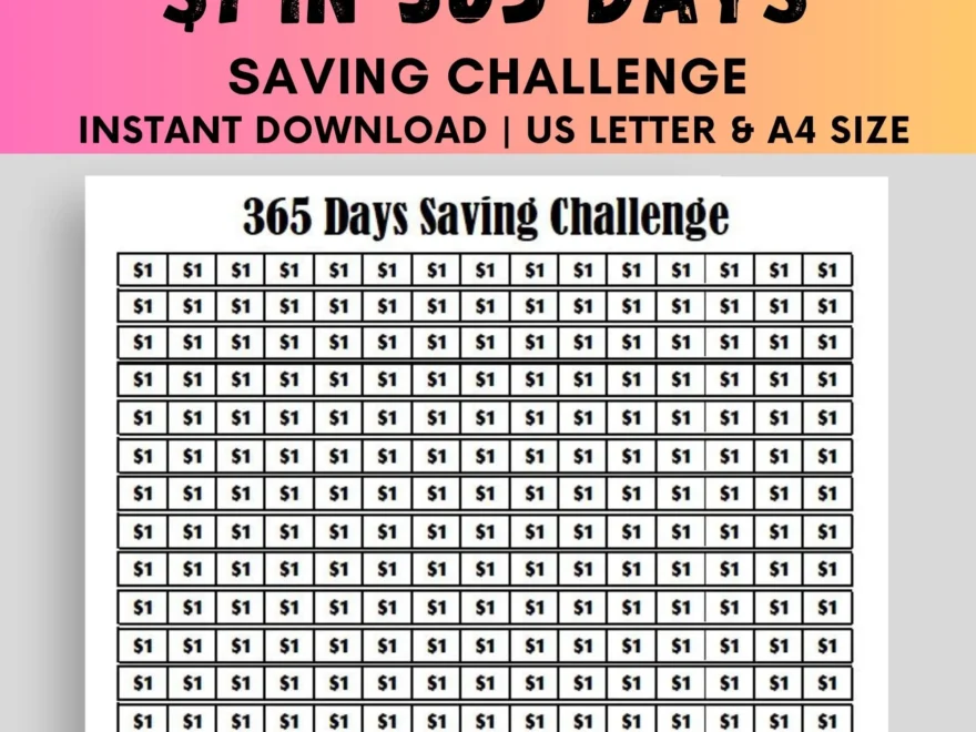365 Days Savings Challenge Printable Savings Tracker 1 Dollar Daily Saving Challenge 1 Year Money Saving 365 Days Save Money Challenge Etsy