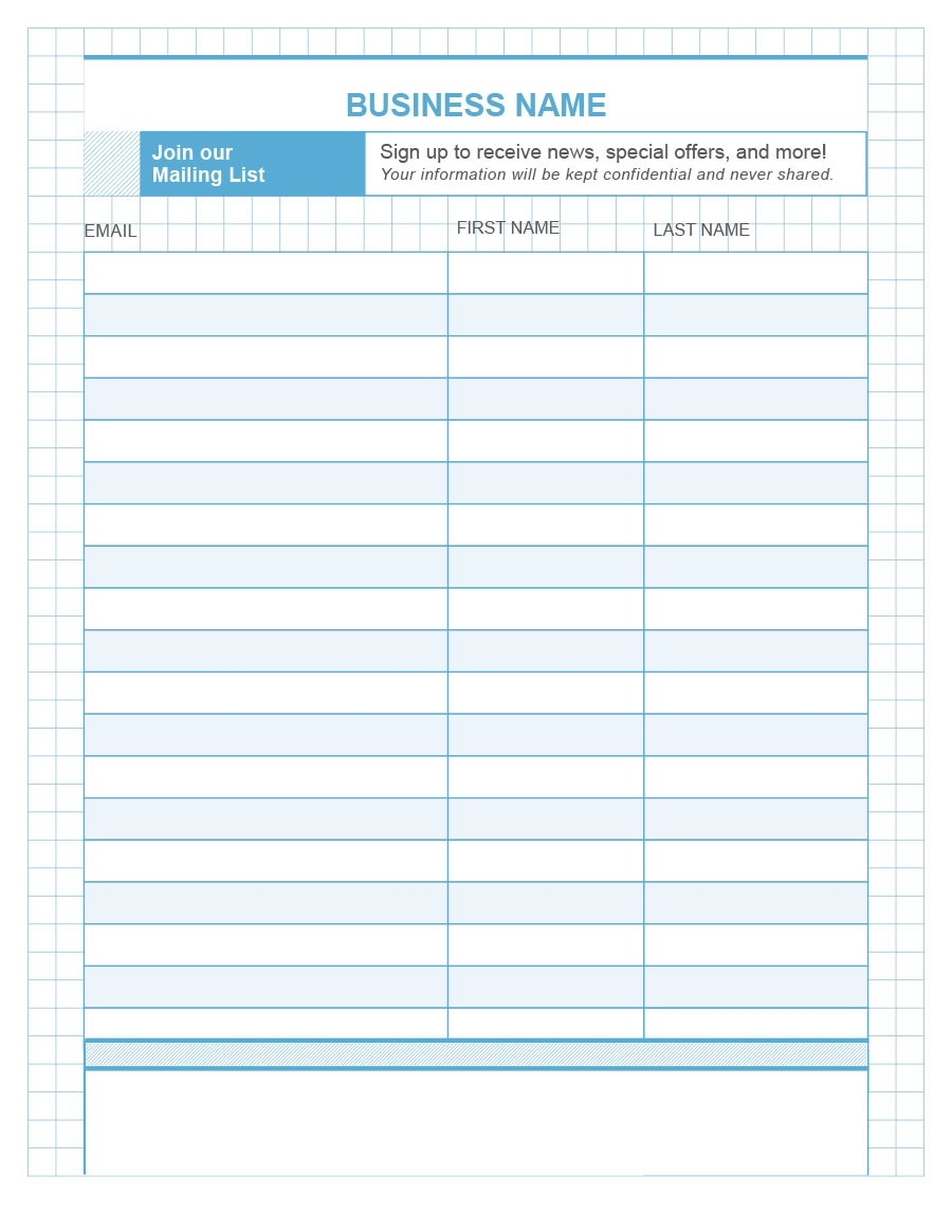 Our Email List Template Printables