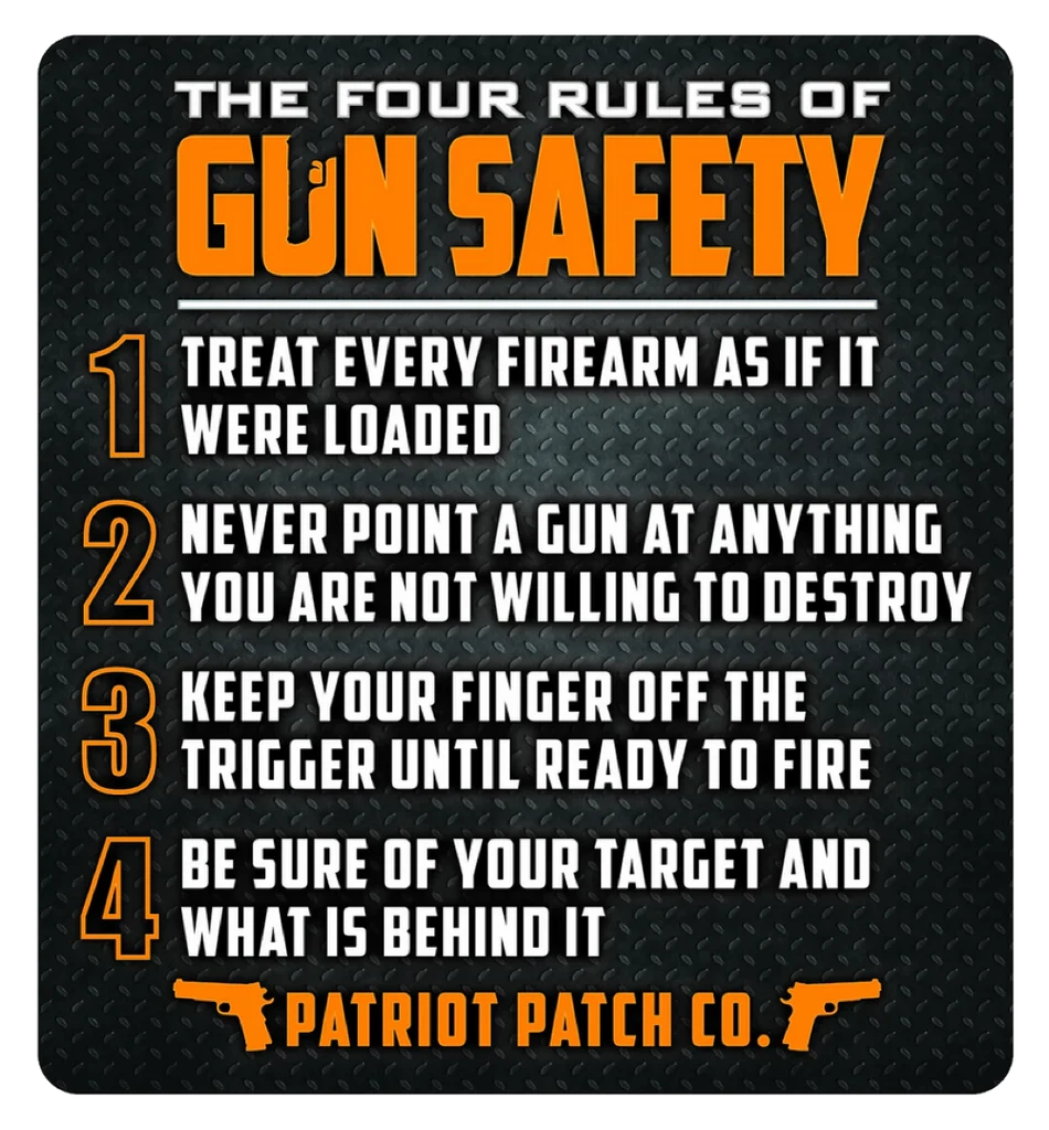 4 Rules Of Gun Safety 5 25 X 5 75 Sticker Large Size Multipack Patriot Patch Company LLC