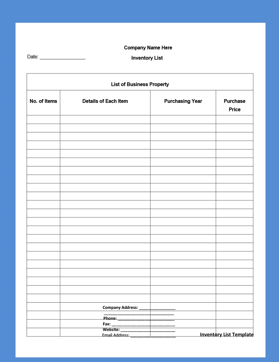 Blank Itemized List Template Free Printable