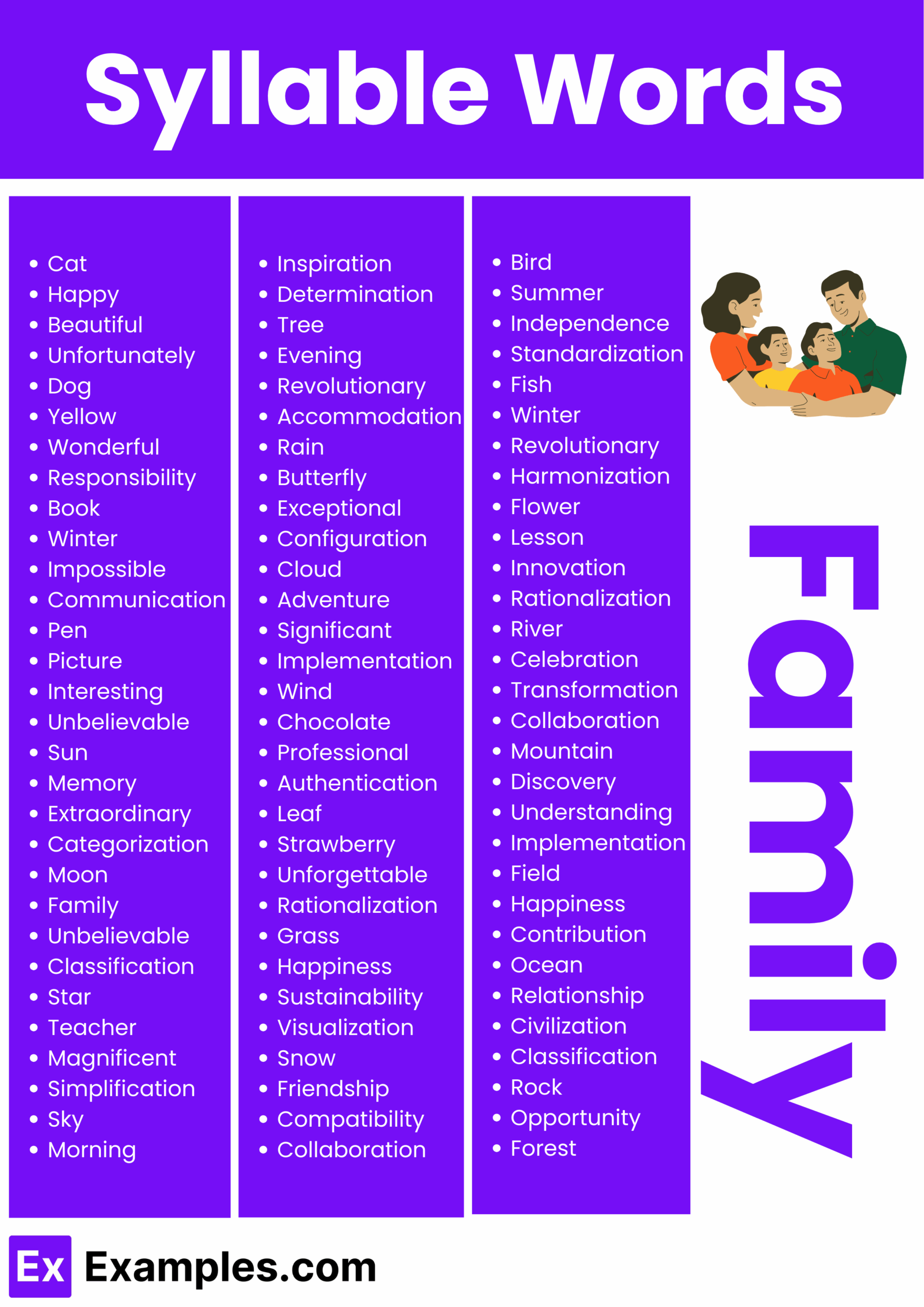 List Of 5 Syllable Words Printable