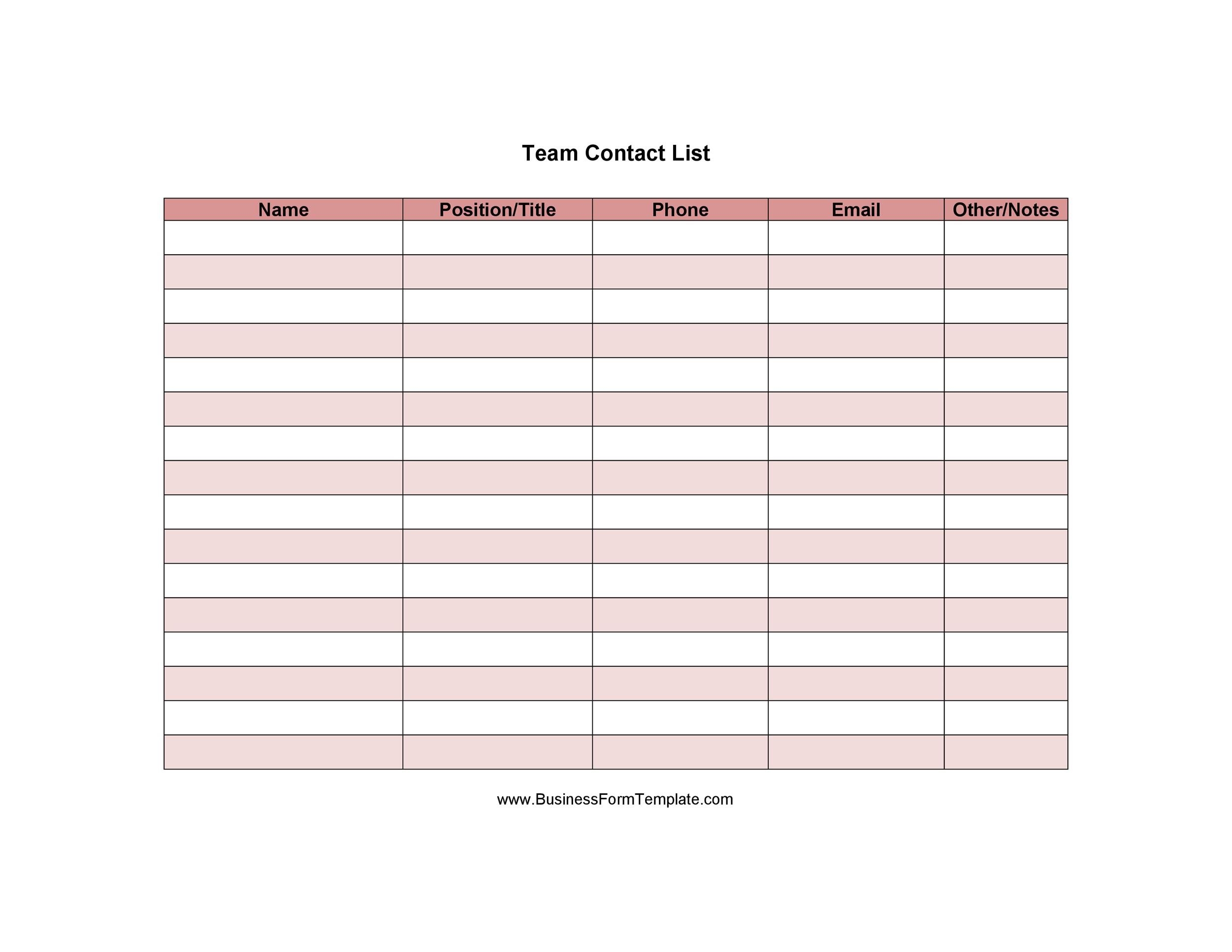48 Phone Email Contact List Templates Word Excel PDF 