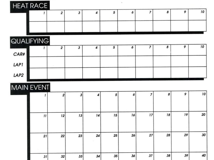 51 230 Time Organizer Sheets 50 Sheets Quickcar Racing