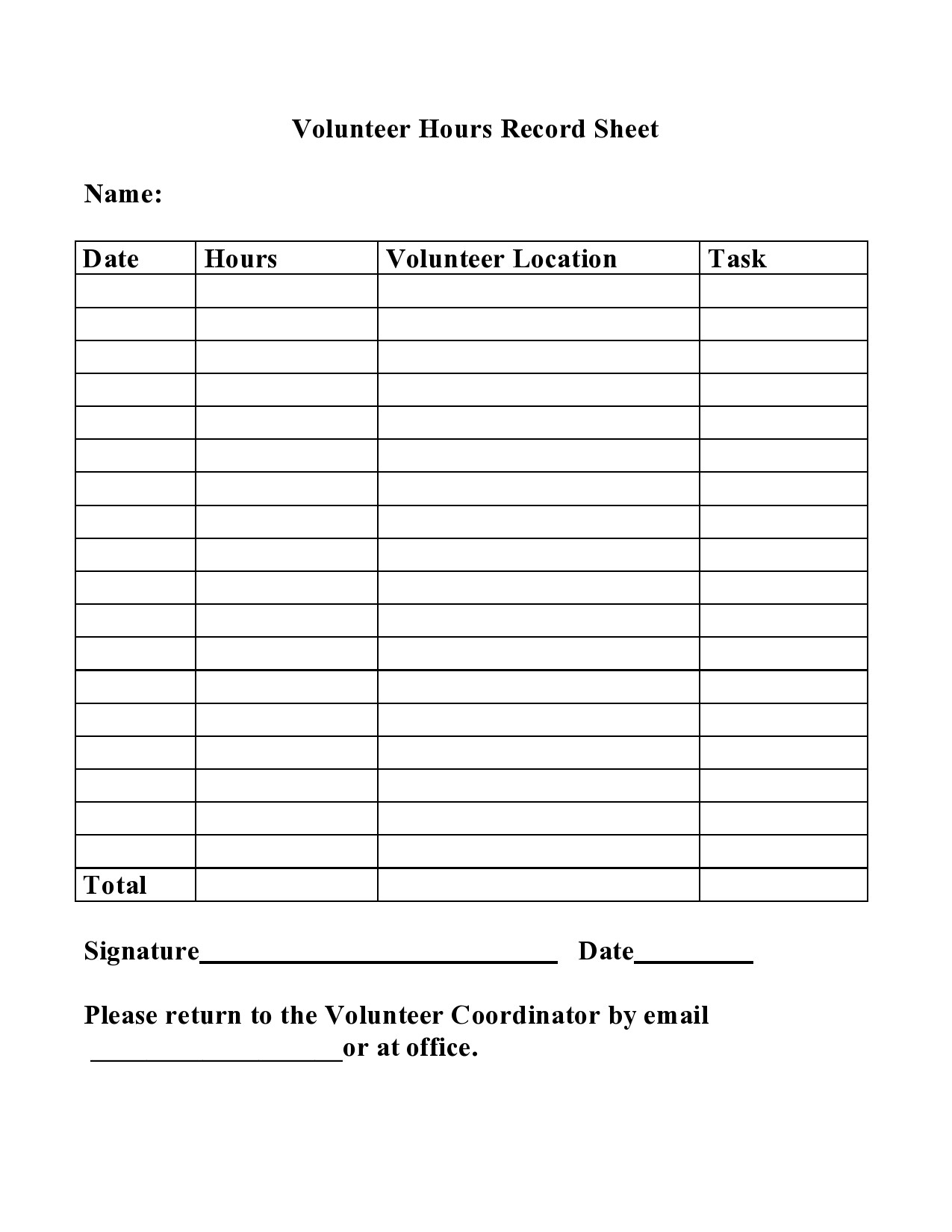 56 Blank Volunteer Hours Log Templates Excel Word 