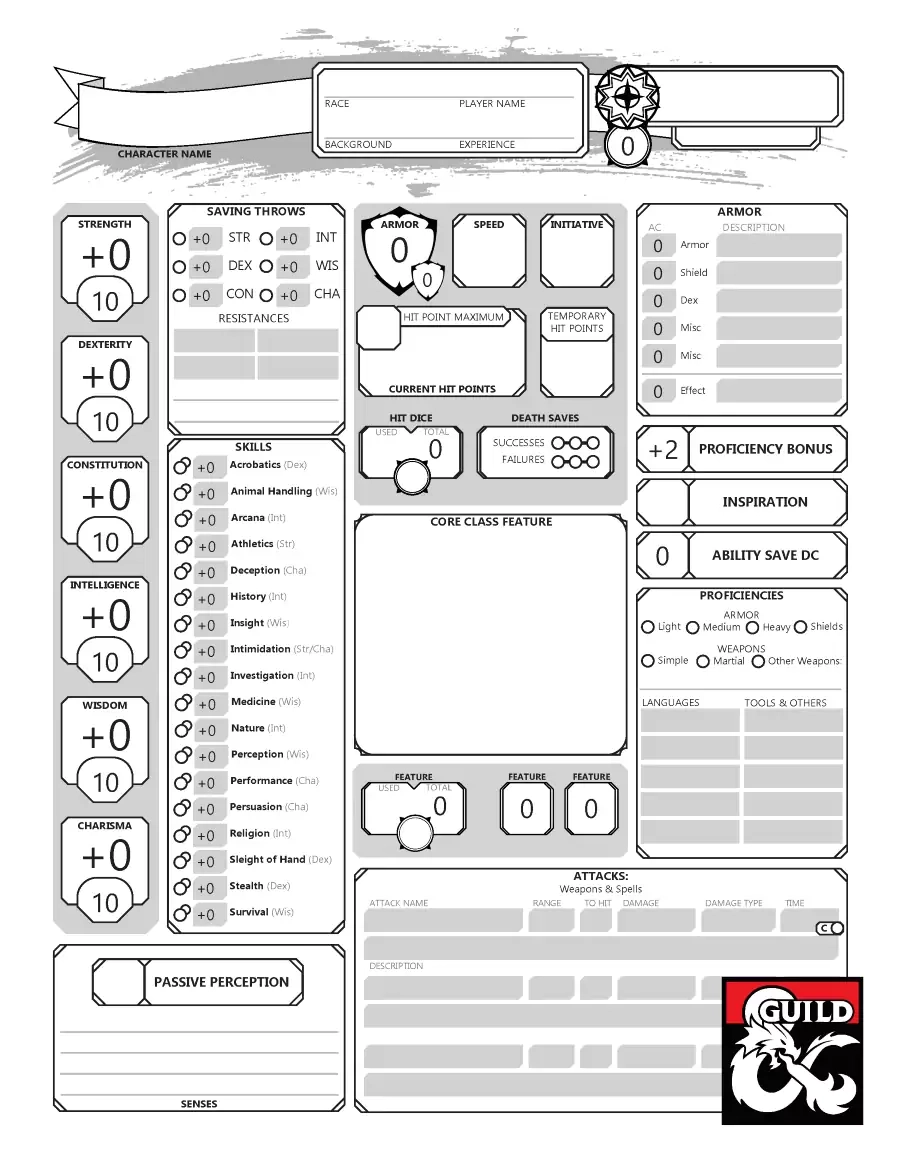 Battlemaster 5e Character Sheet Printable