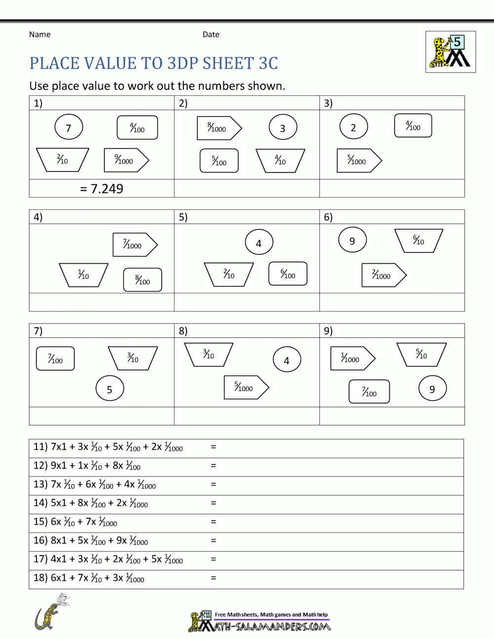 5th Grade Place Value Worksheets