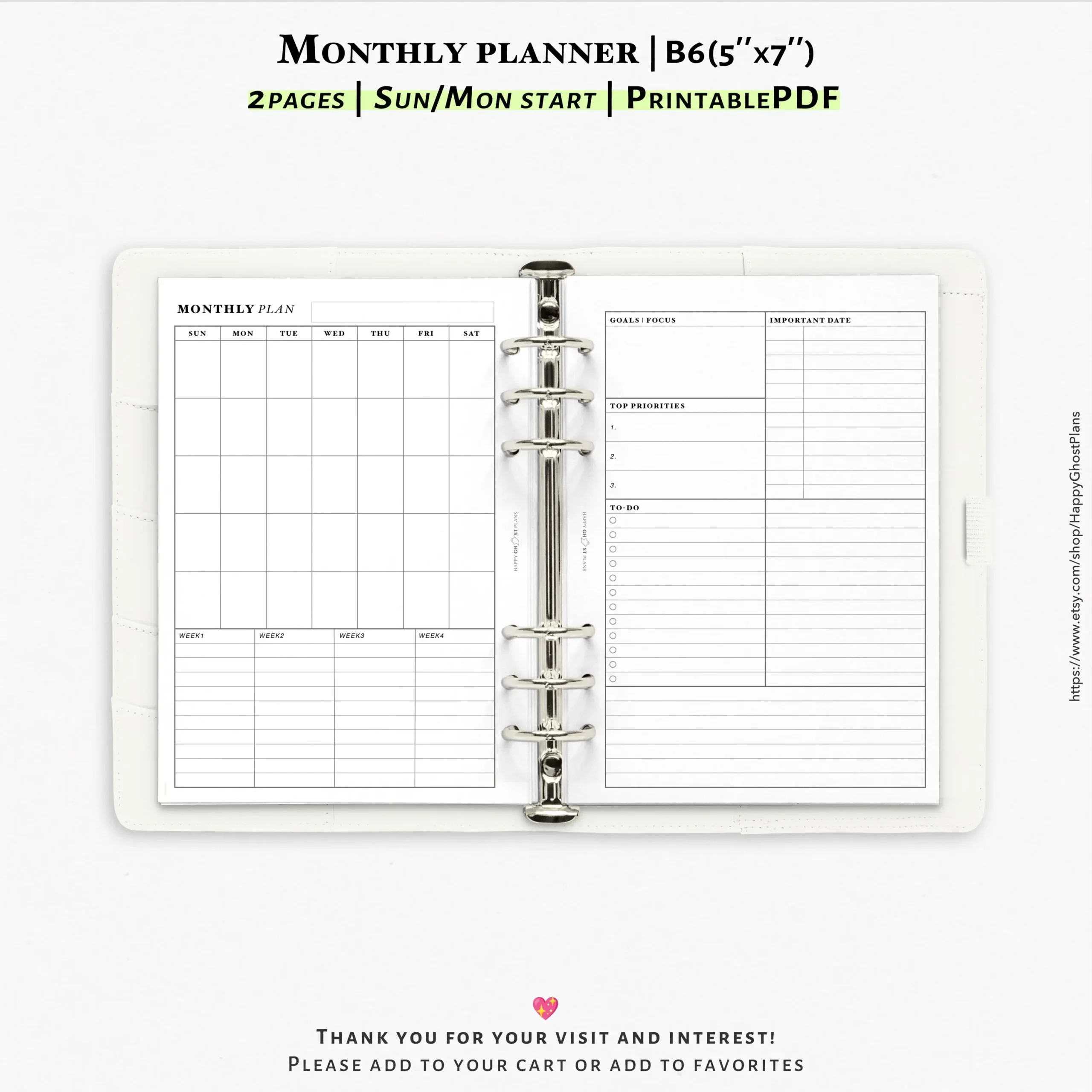 Free Printable Insert For 5x7 Planners
