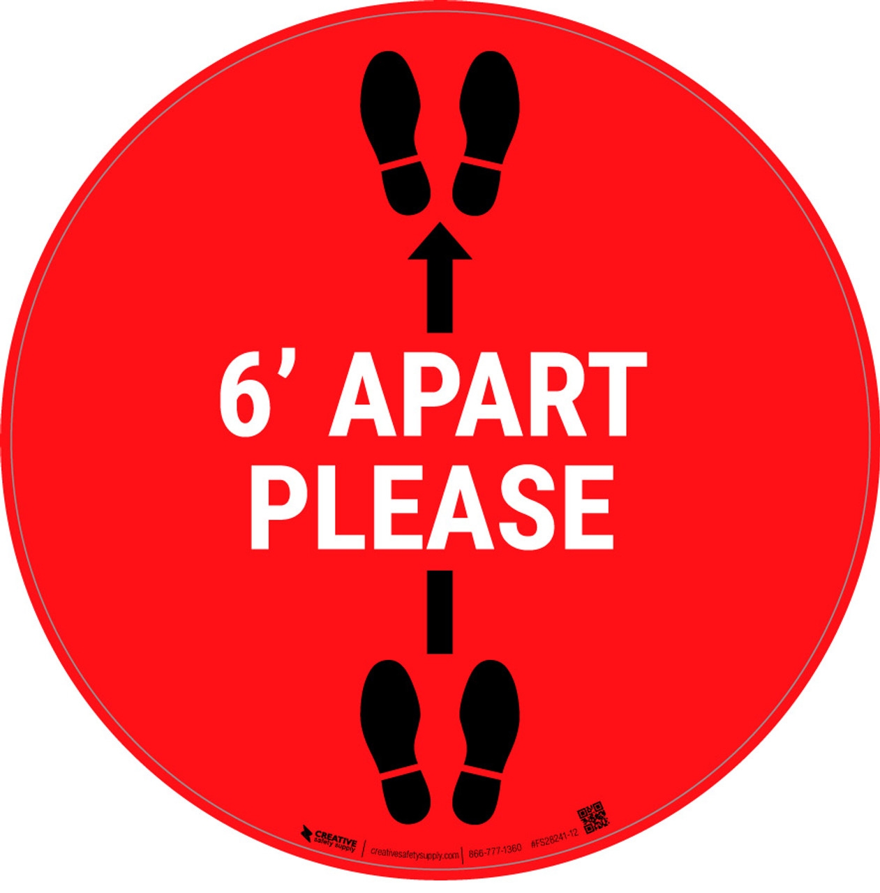 6 Ft Apart Please Floor Sign