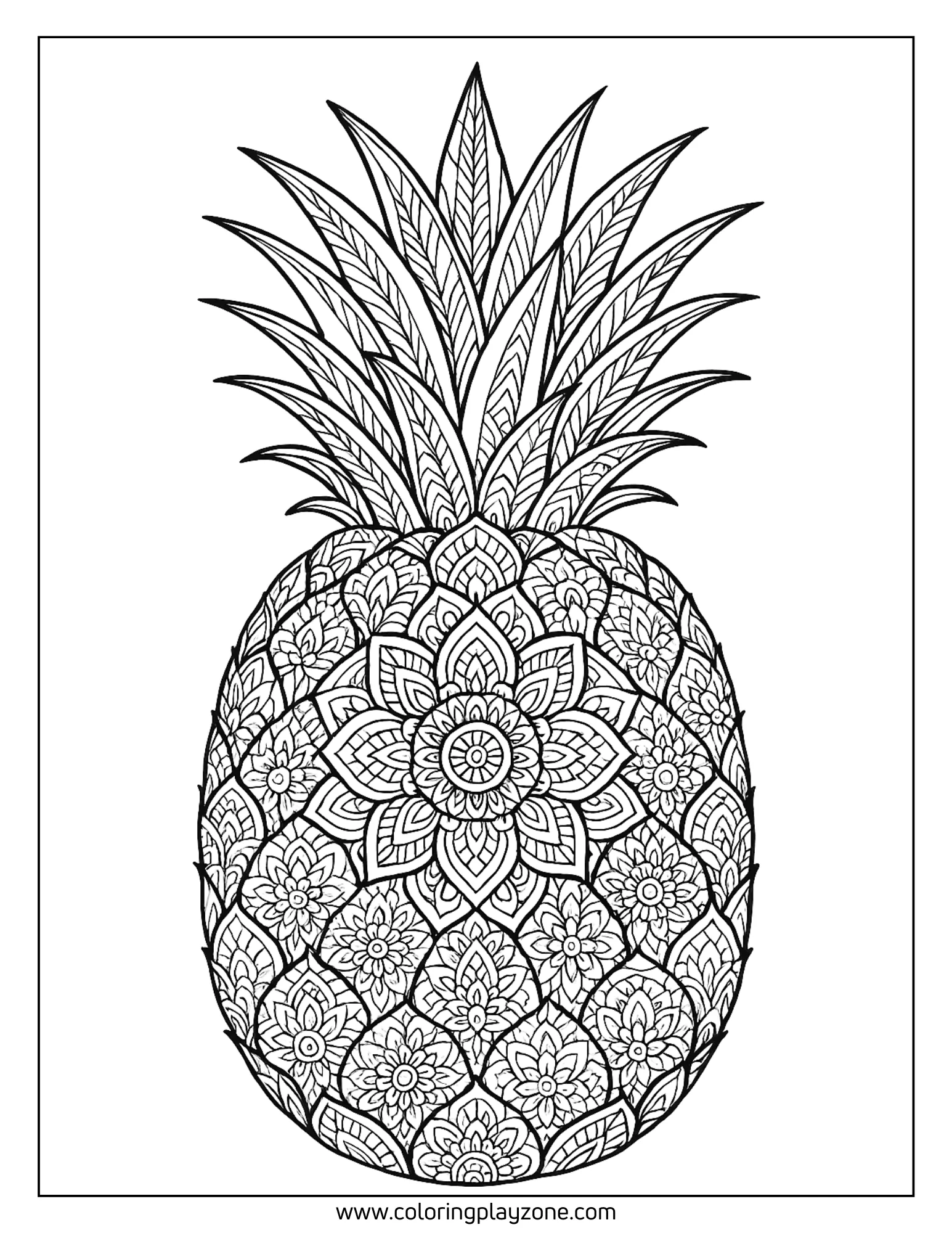 Adult Easy Printable Coloring Sheets Pineapple