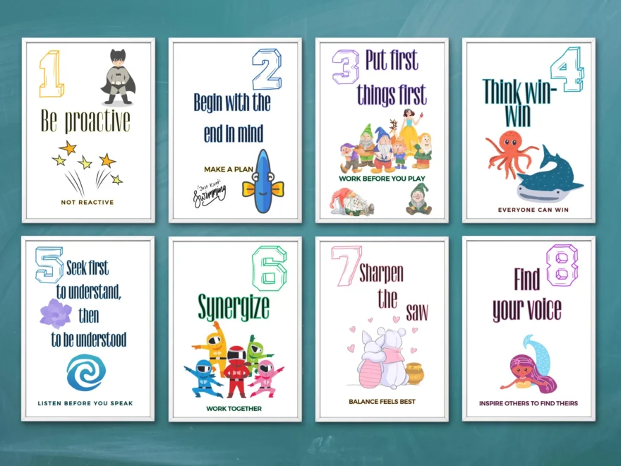 7 Habits Cartoon Posters Leader In Me Classroom Decor digital Download Etsy