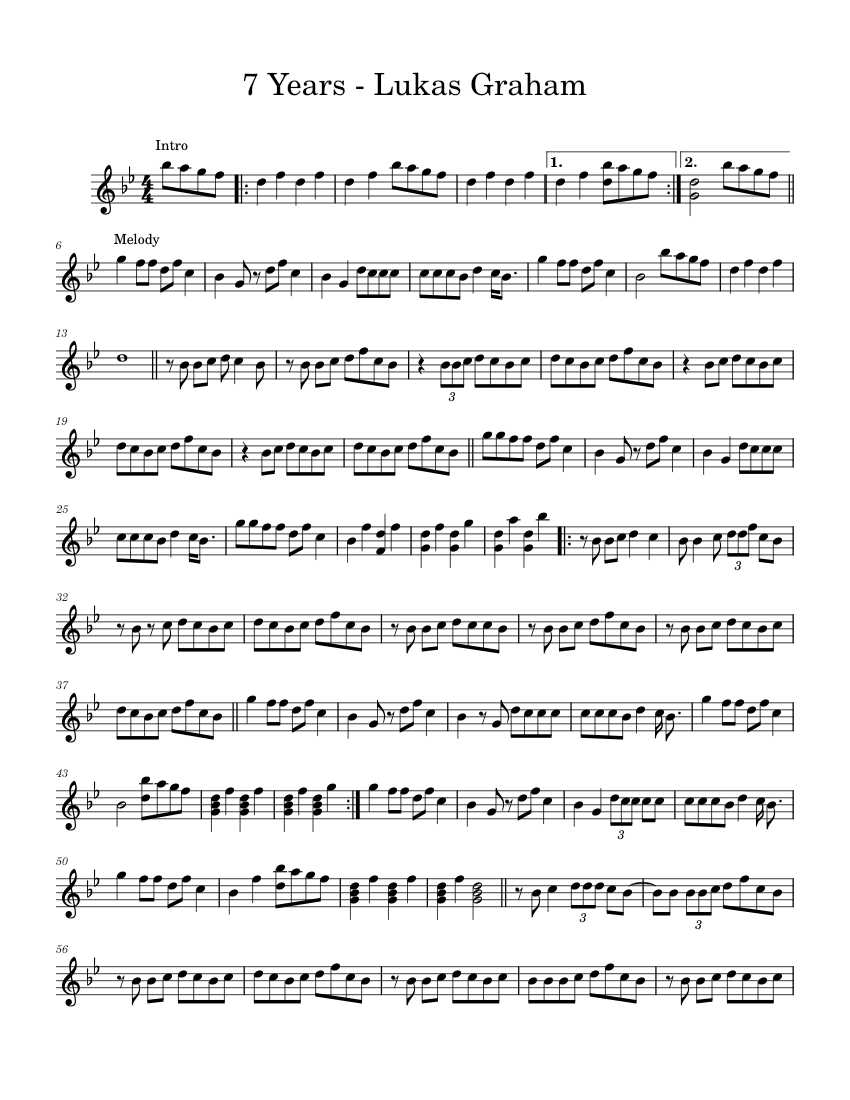 7 Years Lukas Graham Sheet Music For Violin Solo MuseScore
