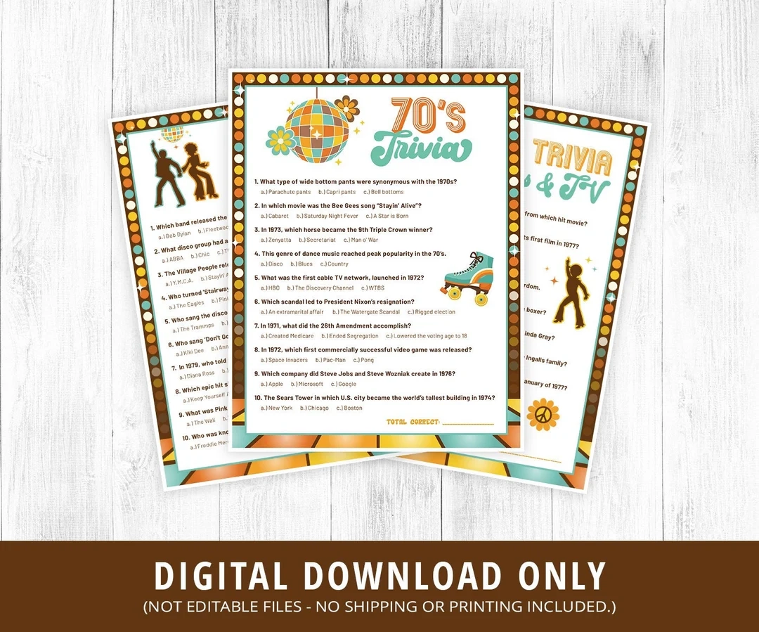 60s And 70s Trivia Printable