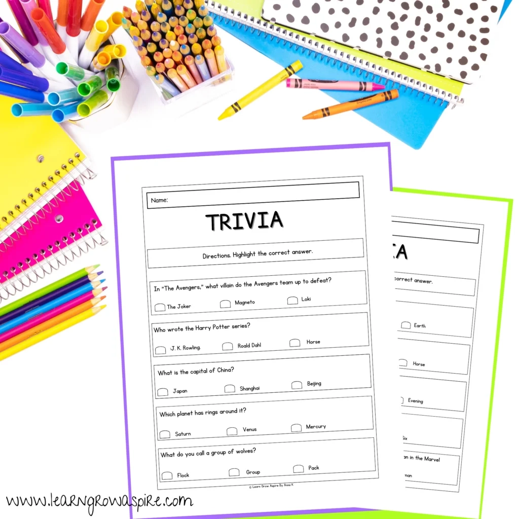 Fun Kid Trivia Printable