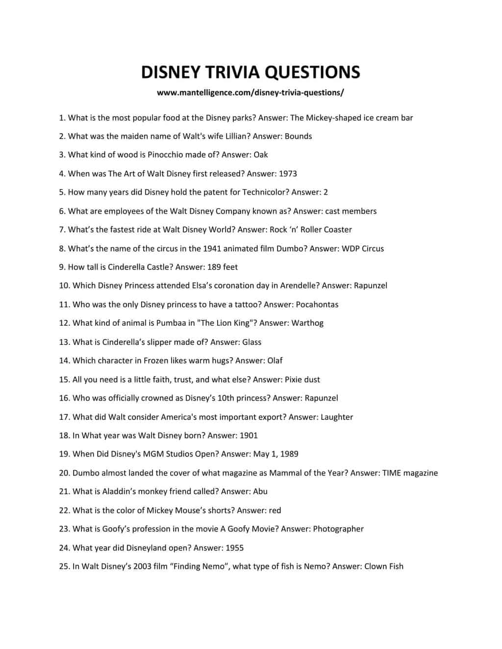 92 Disney Trivia Questions Answers Fun Disney Quiz Mantelligence 92 Disney Trivia Questions Answers Fun Disney Quiz Mantelligence