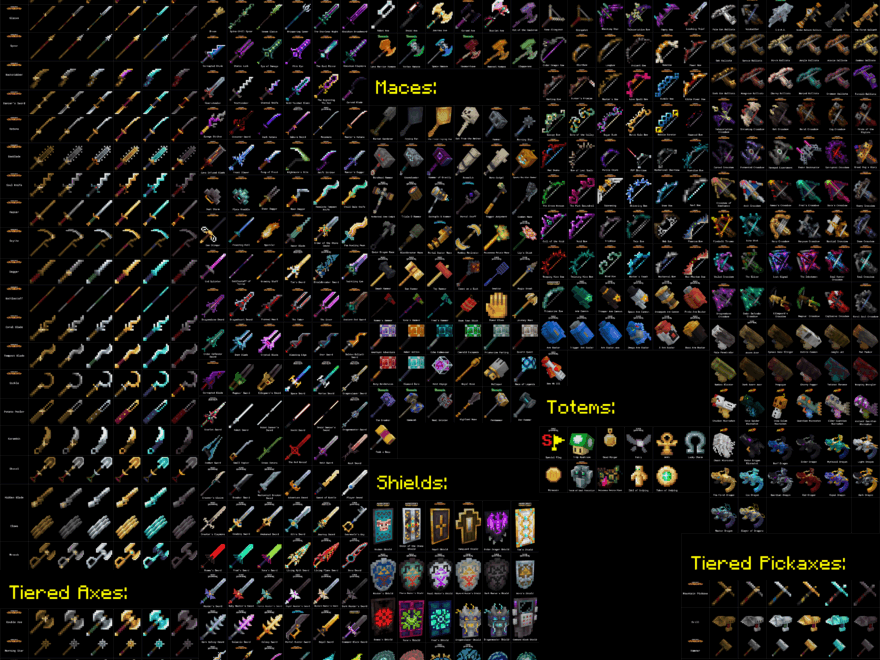 A Graphic Of All The Named Variants I Added To Minecraft After Mojang Added Name dependant Item Models For Packmakers R Minecraft