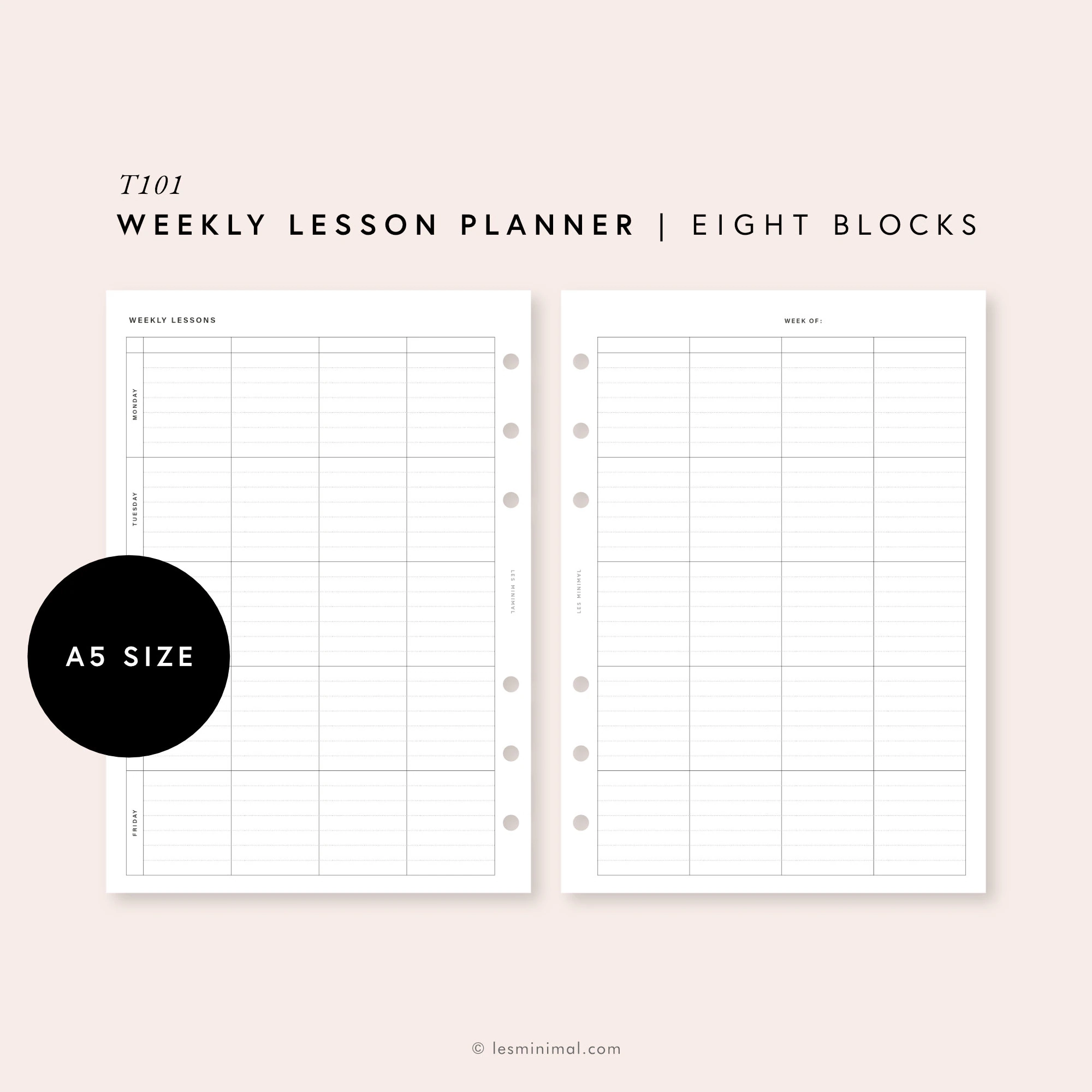 A5 Printable Weekly Lesson Planner 8 Blocks Template Minimal Teacher Lesson Planner School Multi Lessons Homeschool Unit Planning T101 Etsy